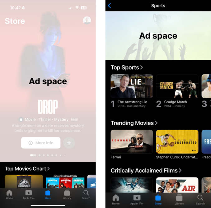 Ad space possibilities in Apple TV app