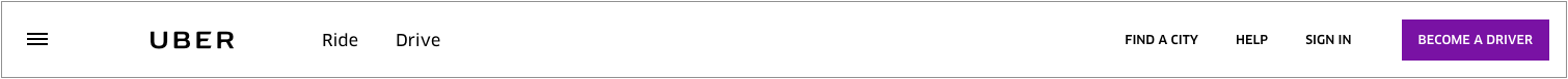 Uber's top nav bar