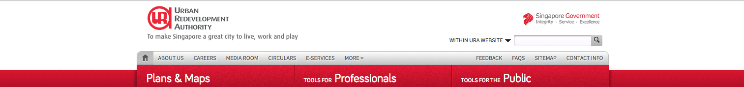 Urban Redevelopment Authority’s top nav bar